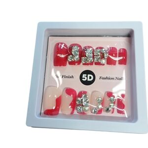 5D Fashion Nails Red and Cream Set